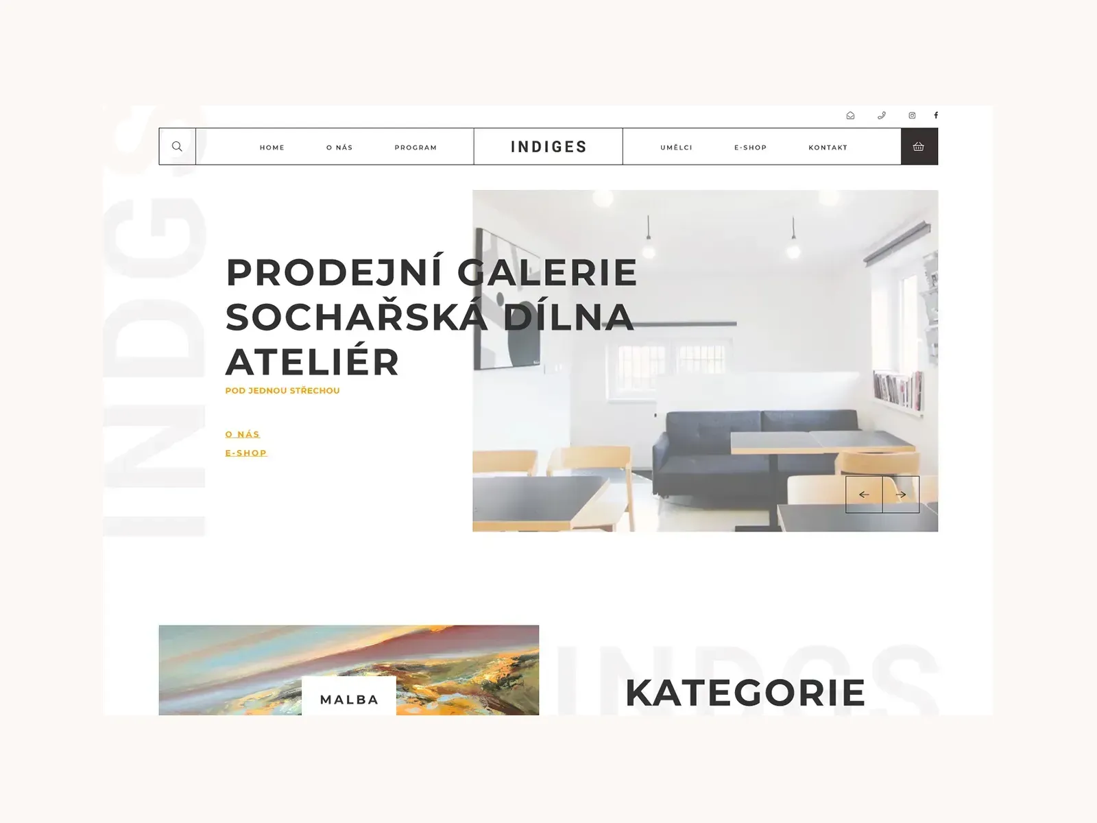 Programování online galerie Indiges